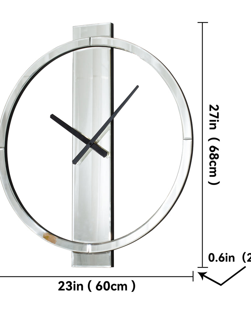 Wall Clock Decorative Large Clock Living Room Decor - Big Clocks All Mirror Glass Finish