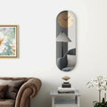 Large Wall Clock - Gray&Gold Mirror Finish,Oval