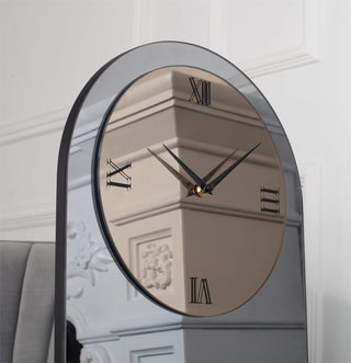Large Wall Clock - Gray&Gold Mirror Finish,Oval 39"