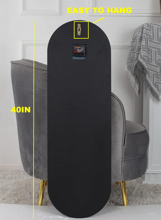 Large Wall Clock - Gray&Gold Mirror Finish,Oval 39"