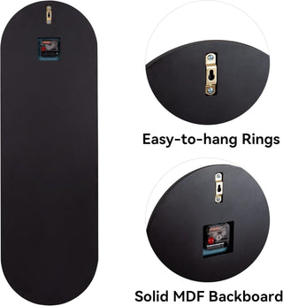 Large Wall Clock - Gray&Gold Mirror Finish,Oval 39"