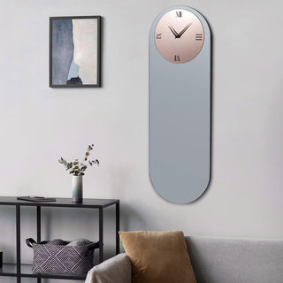 Large Wall Clock - Gray&Gold Mirror Finish,Oval 39"