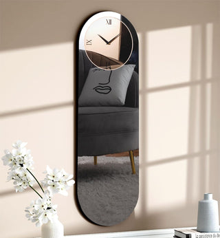 Large Wall Clock - Gray&Gold Mirror Finish,Oval 39"