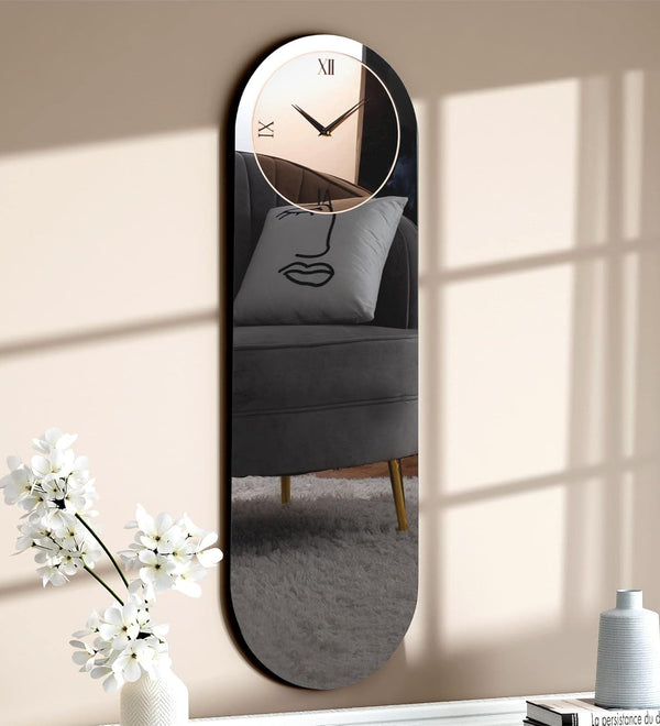 Large Wall Clock - Gray&Gold Mirror Finish,Oval
