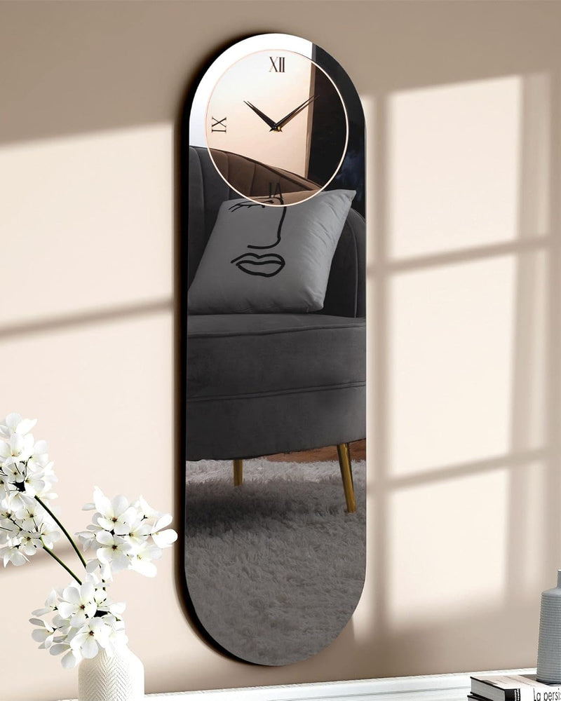 Large Wall Clock - Gray&Gold Mirror Finish,Oval