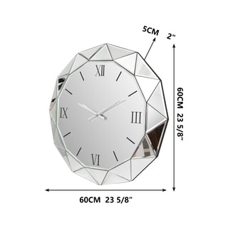 Glass Mirrored Wall Clock - 24"×24"