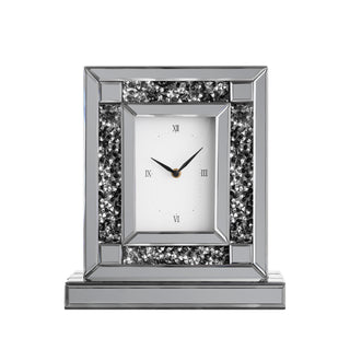 Black Mirrored Crushed Diamond Table Clock