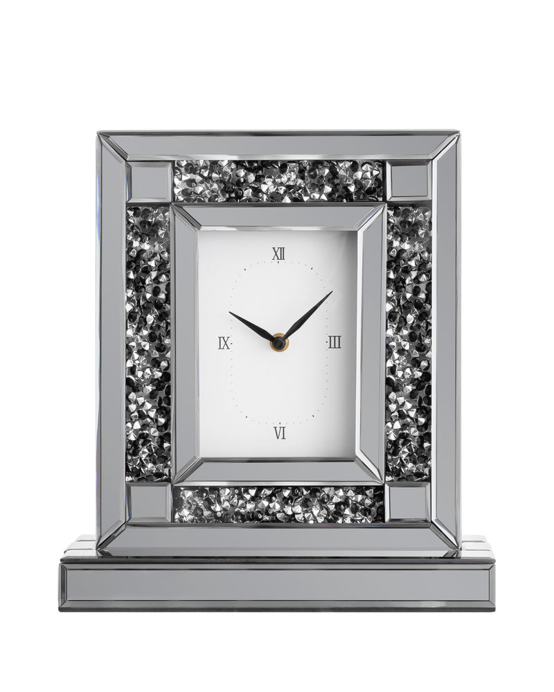 Black Mirrored Crushed Diamond Table Clock