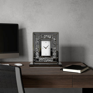 Black Mirrored Crushed Diamond Table Clock