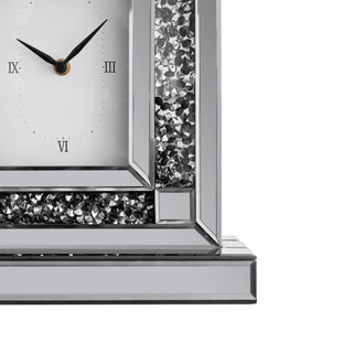 Black Mirrored Crushed Diamond Table Clock