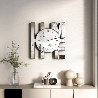 Home Art Letters Mirrored Wall Clock