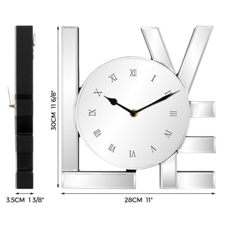 Love Art Letters Mirrored Wall Clock