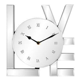 Love Art Letters Mirrored Wall Clock