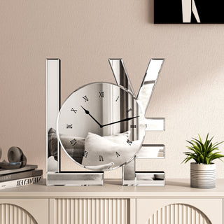 Love Art Letters Mirrored Wall Clock