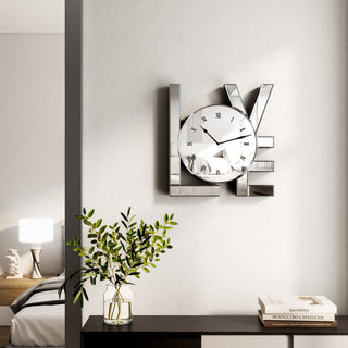 Love Art Letters Mirrored Wall Clock
