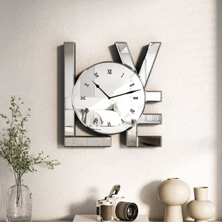 Love Art Letters Mirrored Wall Clock