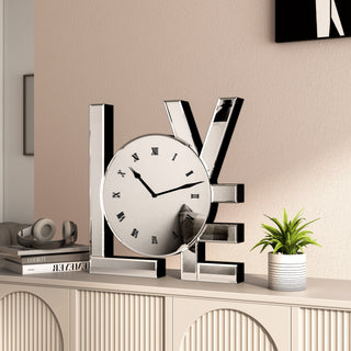 Love Art Letters Mirrored Wall Clock