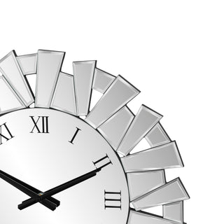 Modern Sunburst Wall Clock Mirrored Large Clock