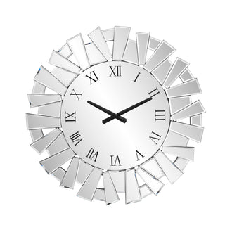 Modern Sunburst Wall Clock Mirrored Large Clock