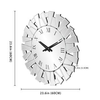 Modern Sunburst Wall Clock Mirrored Large Clock