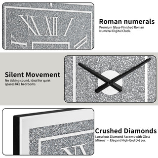 Square Diamond Crystal Wall Clock