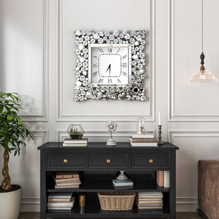 Large 23.6" Mirrored Crystal Wall Clock
