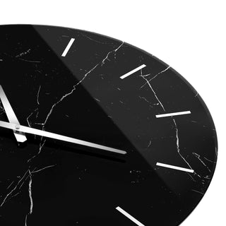 Black Decorative Wall Clock Glass Marble Patter, 23.6" Decorative Wall Clock