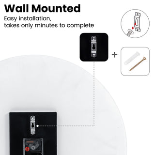 Black Decorative Wall Clock Glass Marble Patter, 23.6" Decorative Wall Clock