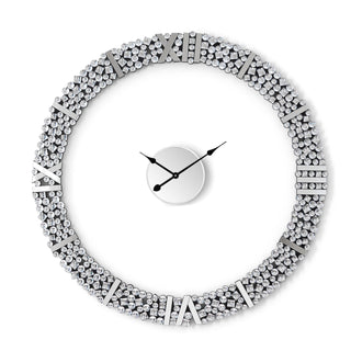 Foldable-Frame Round Wall Clock Adorned with Crystals
