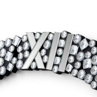 Foldable-Frame Round Wall Clock Adorned with Crystals