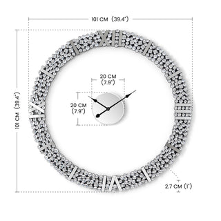 Foldable-Frame Round Wall Clock Adorned with Crystals