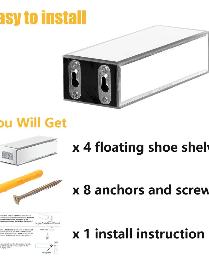 Shoe Floating Display Shelves Wall Mount Set of 4