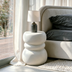Mesa Auxiliar Moderna para Exteriores, Mesa Decorativa Escultórica para Patio, Aspecto de Hormigón Blanco