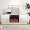 Modern Media Console TV Stand With Electric Fireplace