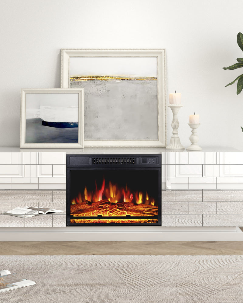 Modern Media Console TV Stand With Electric Fireplace