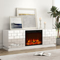 Modern Media Console TV Stand With Electric Fireplace