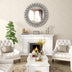 Round Gemstone Wall Mirror Modern Silver Glass Decorative Mirror