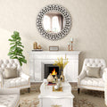 Round Gemstone Wall Mirror Modern Silver Glass Decorative Mirror