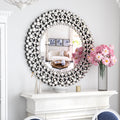 Round Gemstone Wall Mirror Modern Silver Glass Decorative Mirror