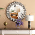 Round Gemstone Wall Mirror Modern Silver Glass Decorative Mirror