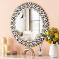 Round Gemstone Wall Mirror Modern Silver Glass Decorative Mirror