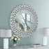 Round Gemstone Wall Mirror Modern Silver Glass Decorative Mirror