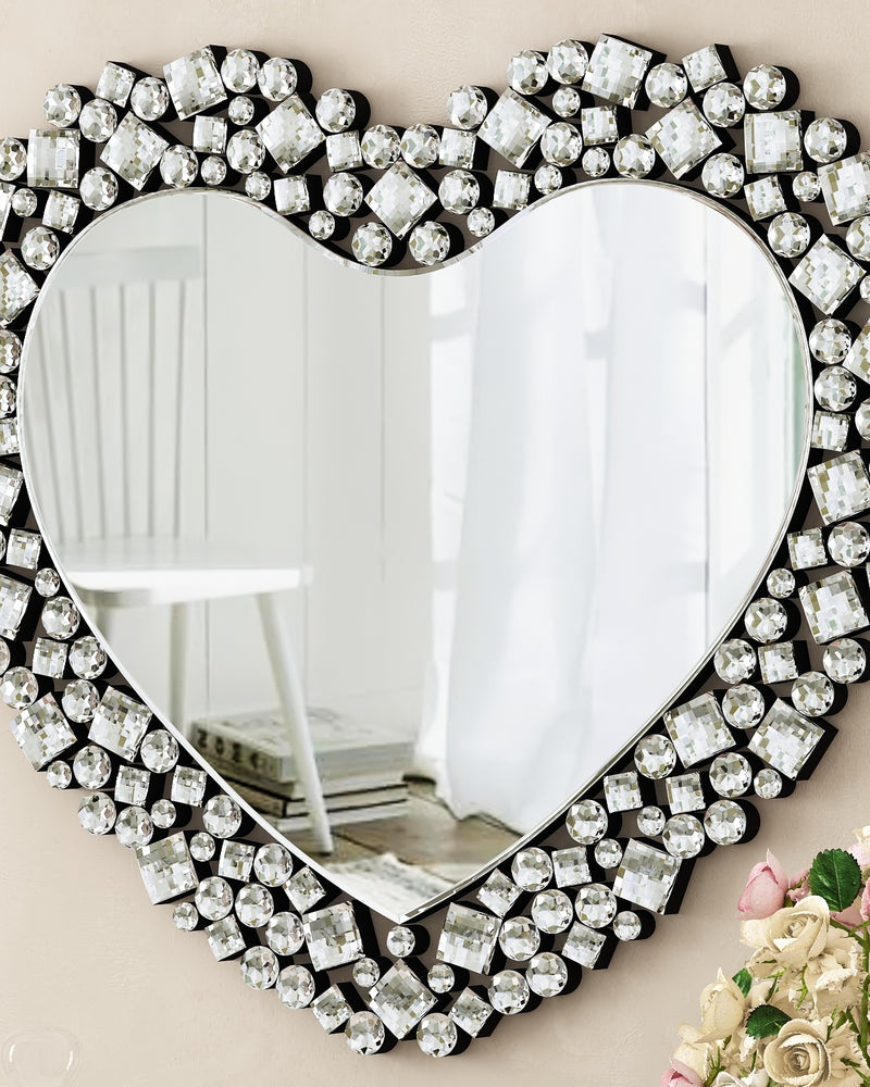 Luxury Crystal Accent Heart Wall Mirror