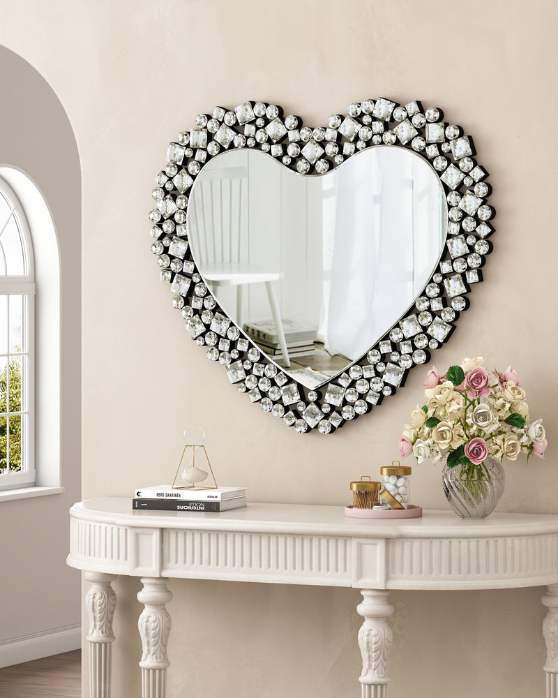 Luxury Crystal Accent Heart Wall Mirror
