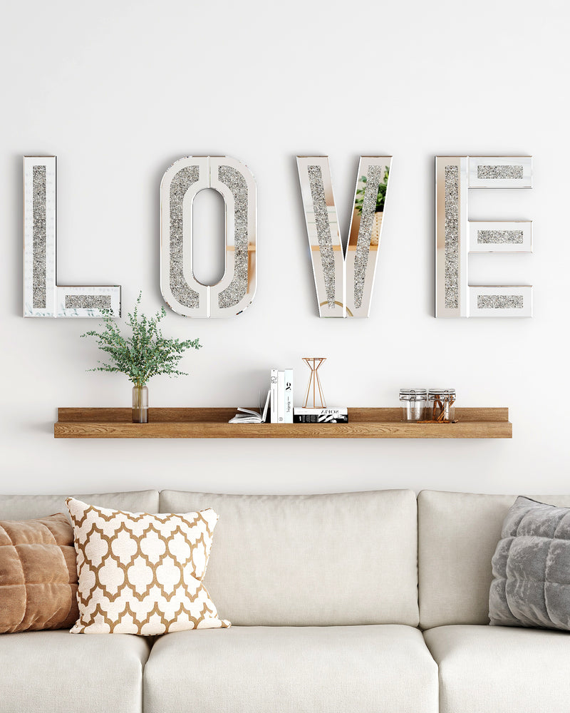 Crushed Diamond Wall Decor Large Size Crystal Mirror Set