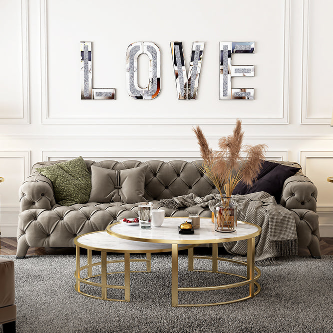 Crushed Diamond Wall Decor Large Size Crystal Mirror Set