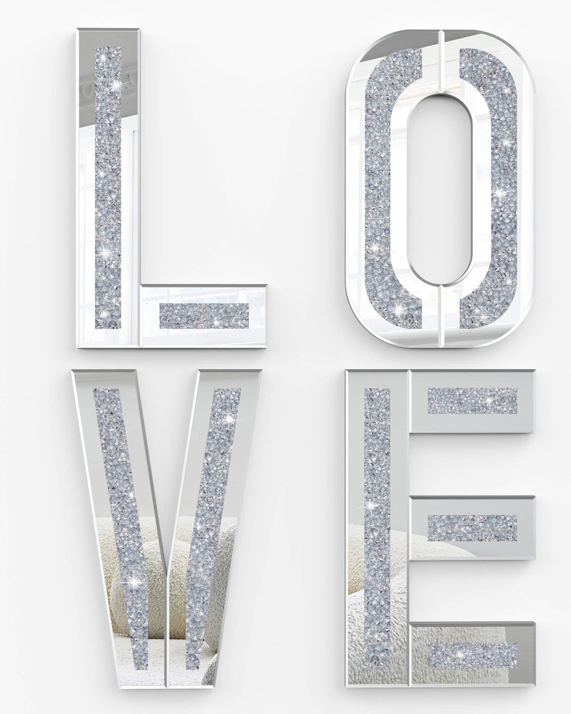 Crushed Diamond Wall Decor Large Size Crystal Mirror Set