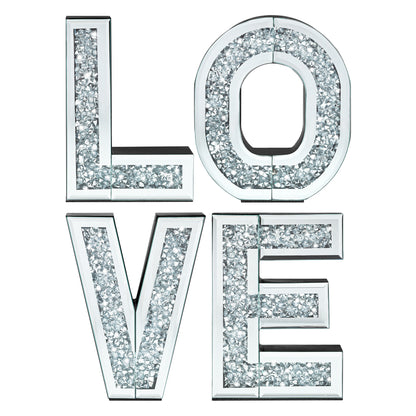 Glam Mirrored LOVE Wall Decor – Sparkly Crystal Letter Art for Living Room