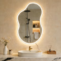 LED-Accented Asymmetrical Metal Wall Mirror