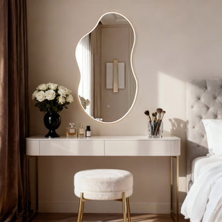 LED-Accented Asymmetrical Metal Wall Mirror